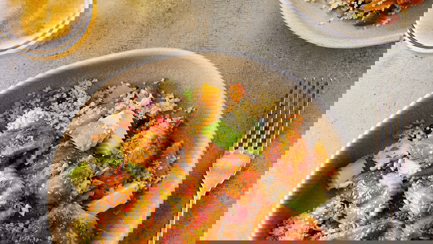 Image of Sticky Harissa Chicken Salad Bowls - Dish