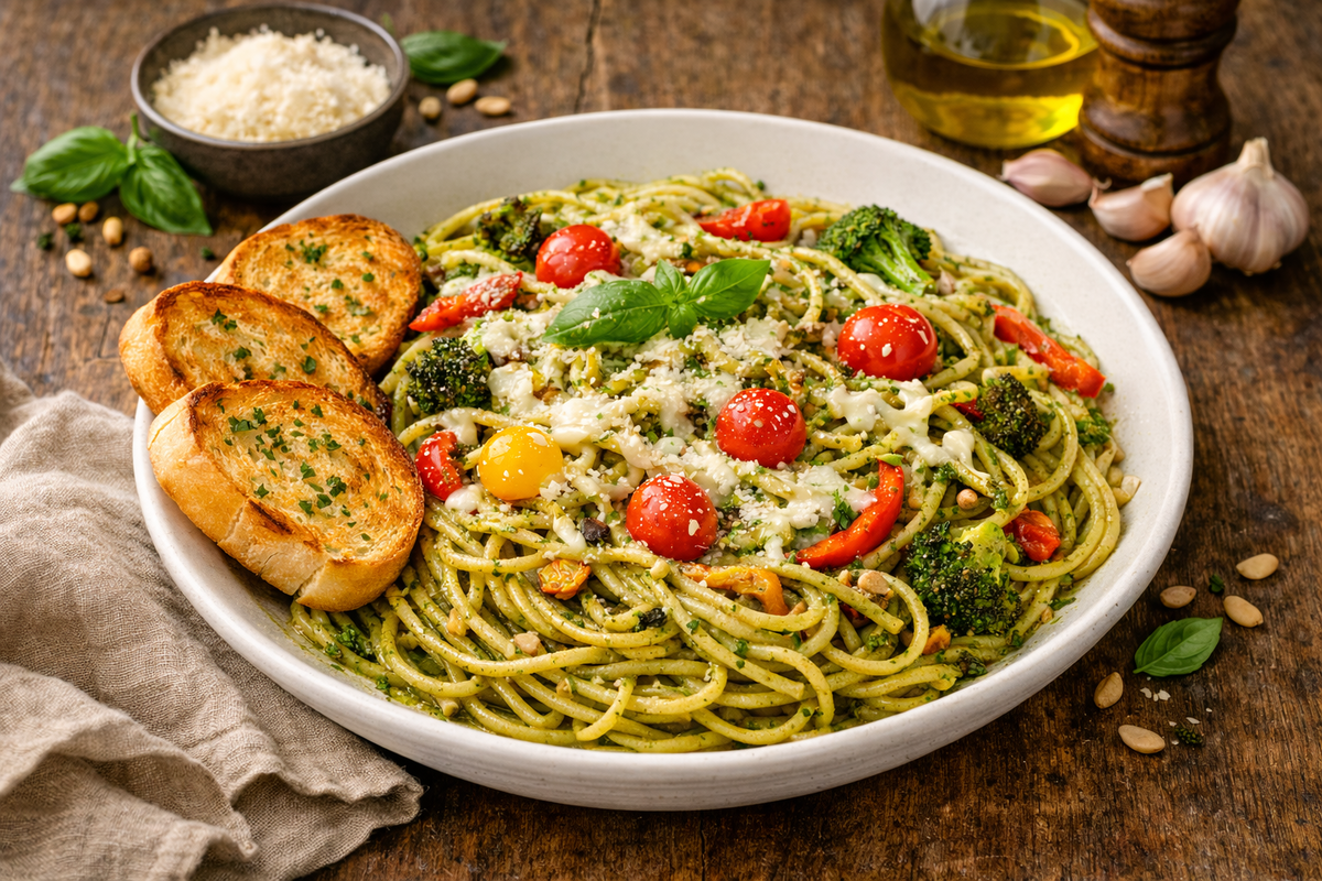Basil pesto pasta