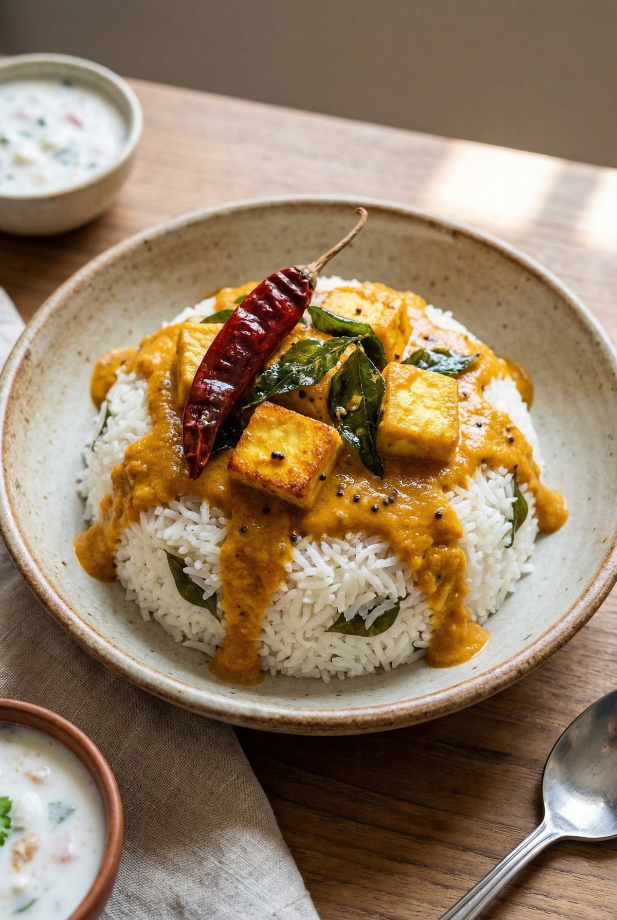Malabar paneer with curry rice