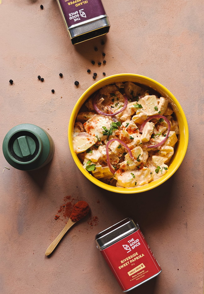 Aardappelsalade met river side sweet paprika