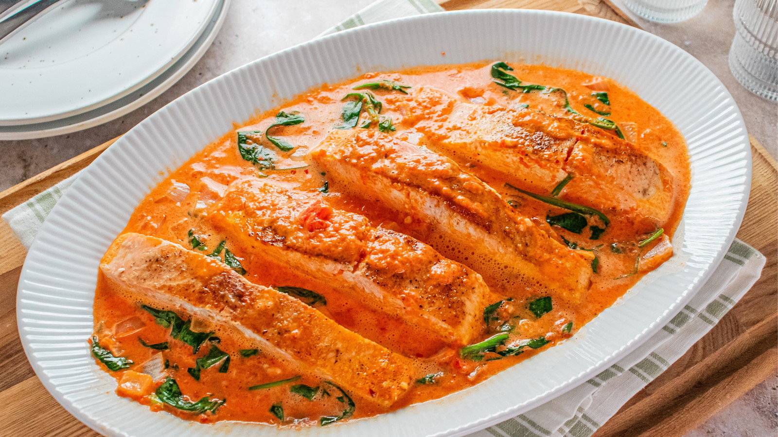 Image of Seared Salmon with Roasted Red Pepper Sauce