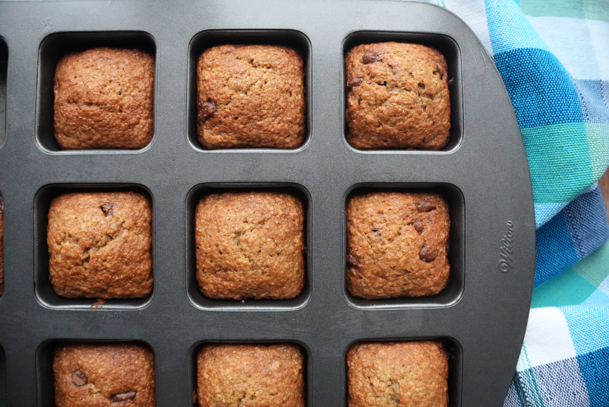 Muffins banane, germe de blé et chocolat