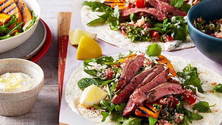 Image of Grilled Beef & Pumpkin Wraps