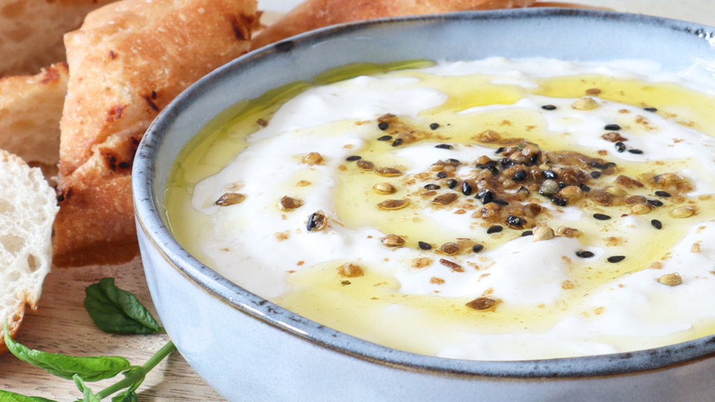 Image of Homemade goat milk labneh cheese (strained yogurt)