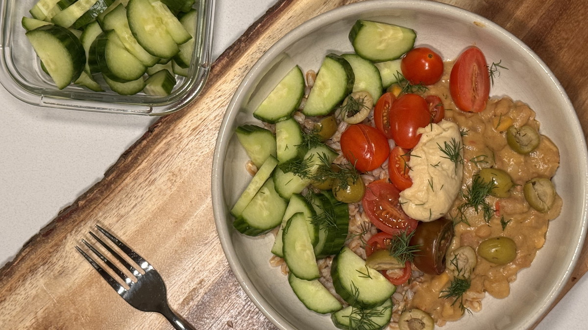 Mediterranean Protein Bowl with Creamy White Bean Chili