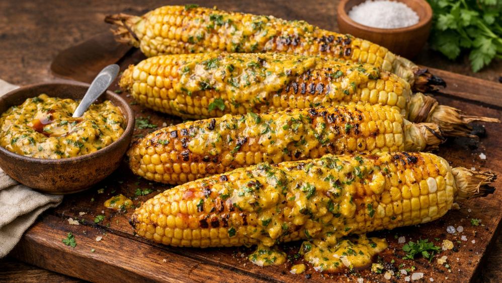 Image of Grilled Corn with Carolina Mustard-Herb Butter