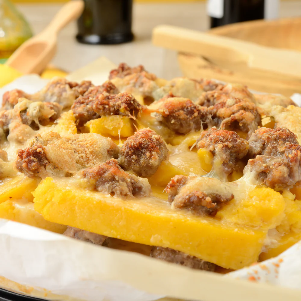 Baked Polenta with Italian Napoli Sausage and Cheese