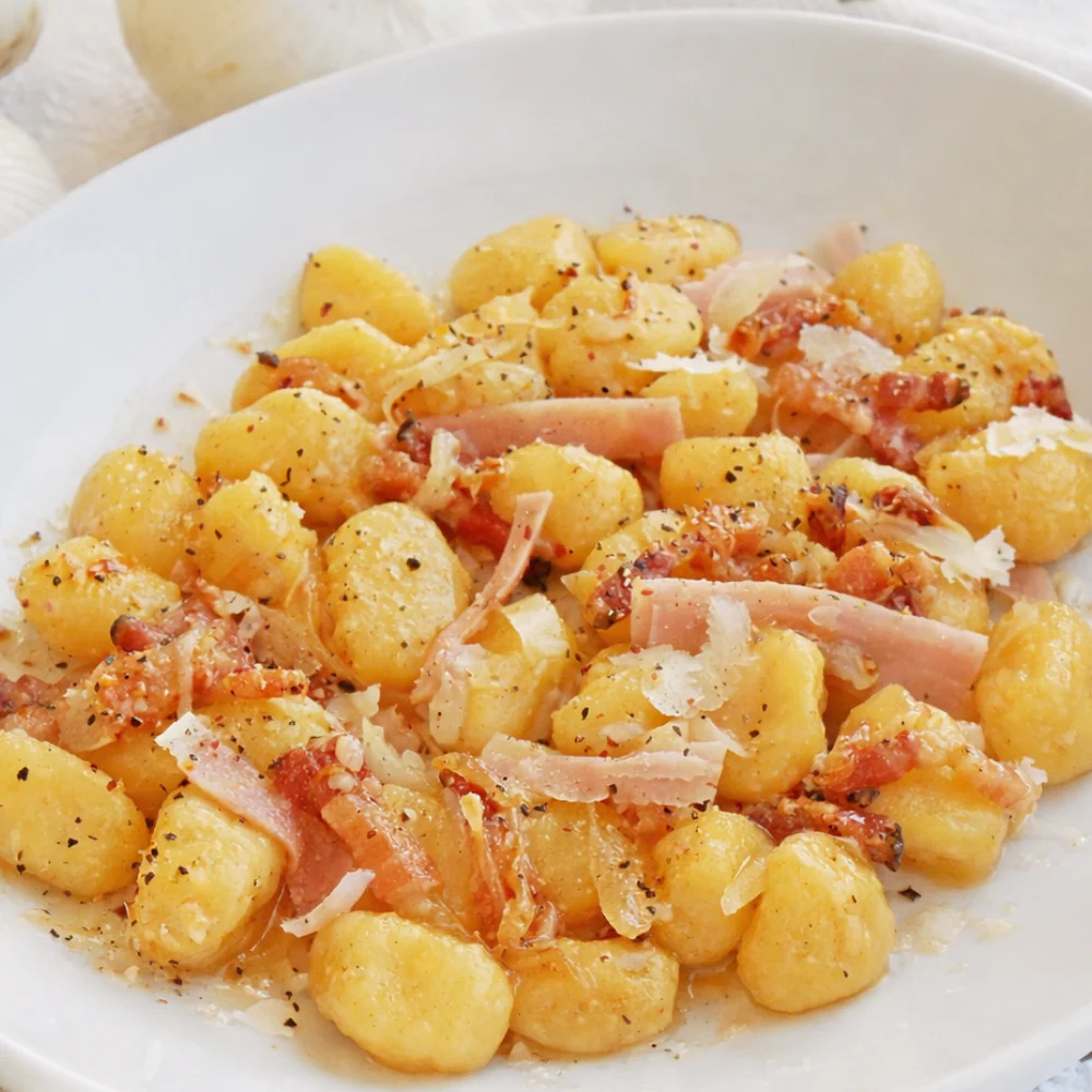 Carnival Gnocchi with Crispy Pancetta and Grana Padano