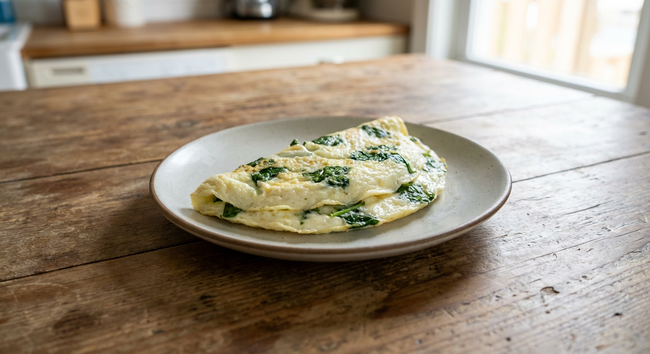 vegan egg white omelet with spinach using vegan egg white protein powder