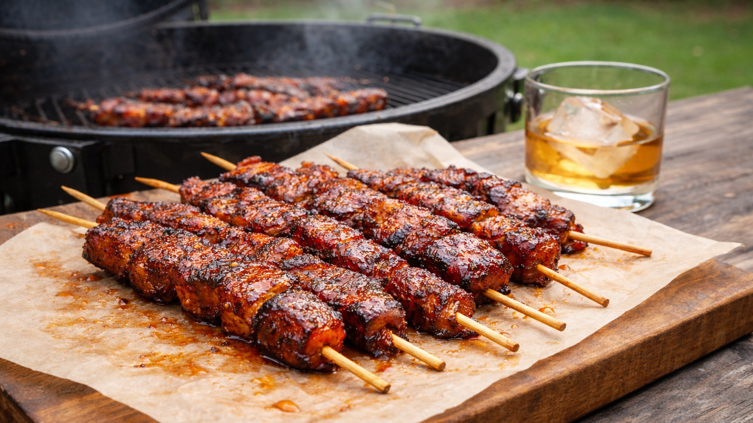 Image of Sweet Heat Pork Belly Skewers Recipe