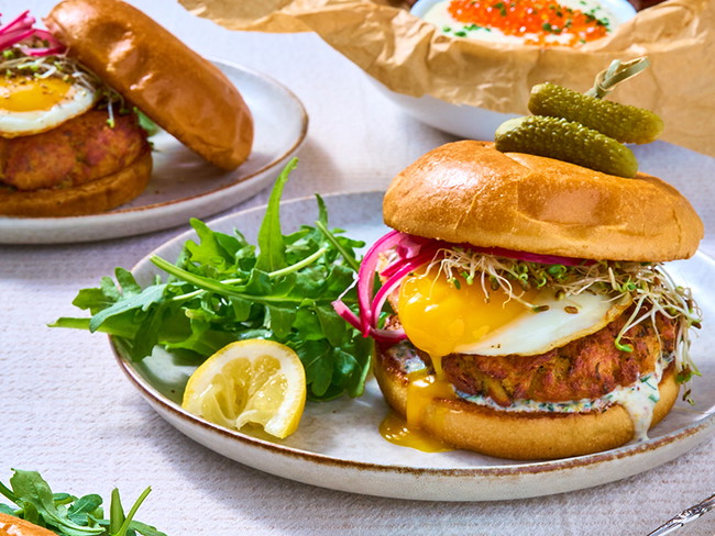 Image of Crab Cake Brunchwiches & Trout Roe Studded Aioli Recipe