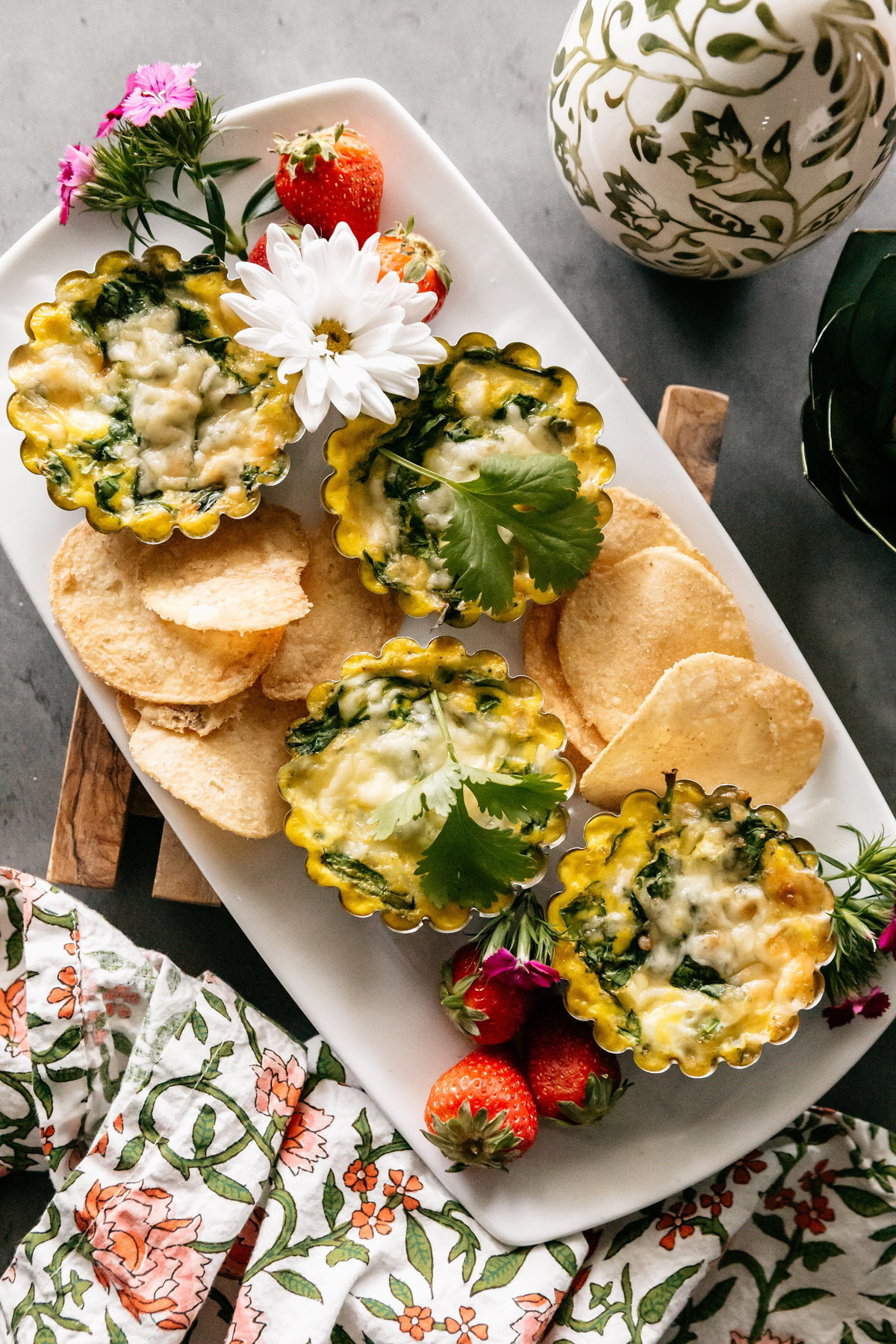 French Onion Potato Chip–Crusted Mini Quiche