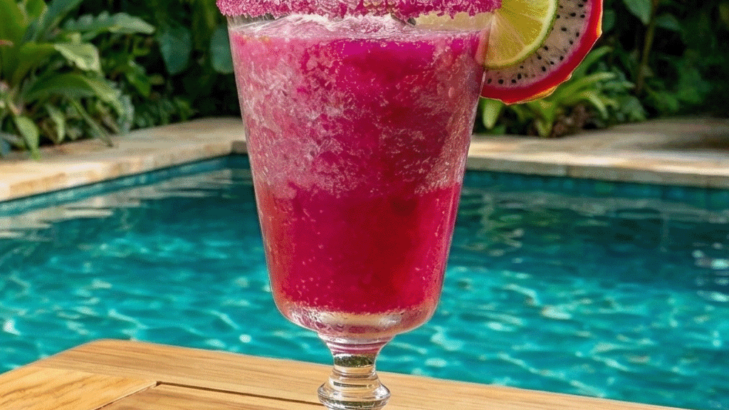 Discover how to make a vibrant Frozen Honey Lime Dragon Fruit Sparkling Cocktail at home. A refreshing, bright pink blended drink perfect for summer parties!