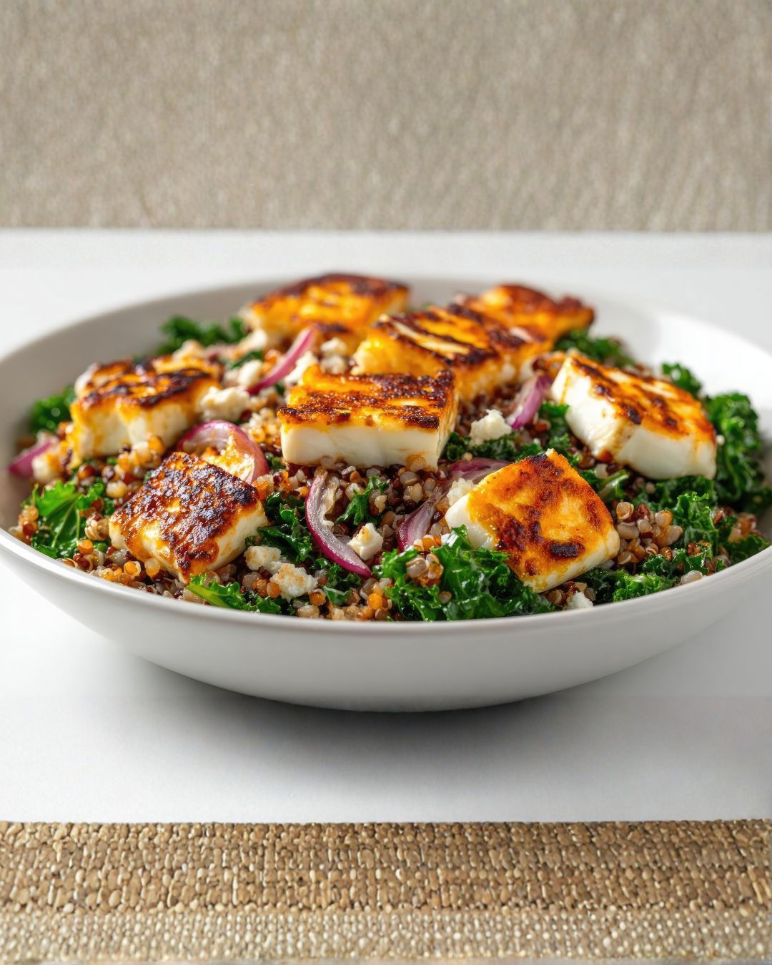 🥗 Warmer Linsensalat mit Honig-Dressing & gebratenem Halloumi