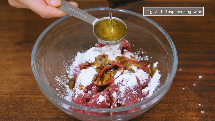 Image of Slice the beef into 1/8-inch-thick pieces. Add white pepper, salt,...