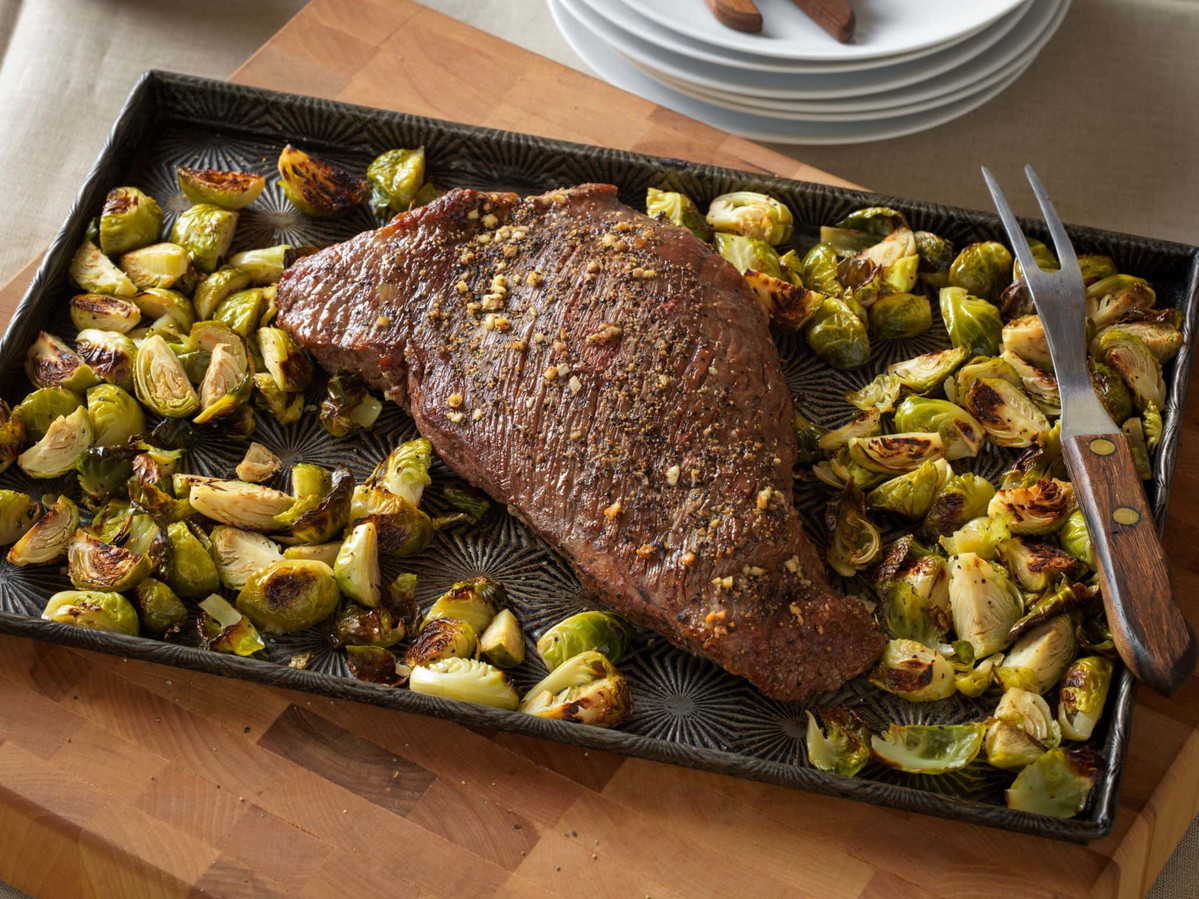 Sheet Pan Beef Tri-Tip and Brussels Sprouts
