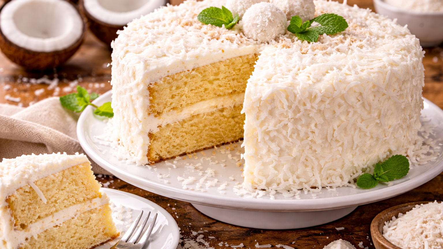 Coconut Cake With Bakery-Style Coconut Frosting
