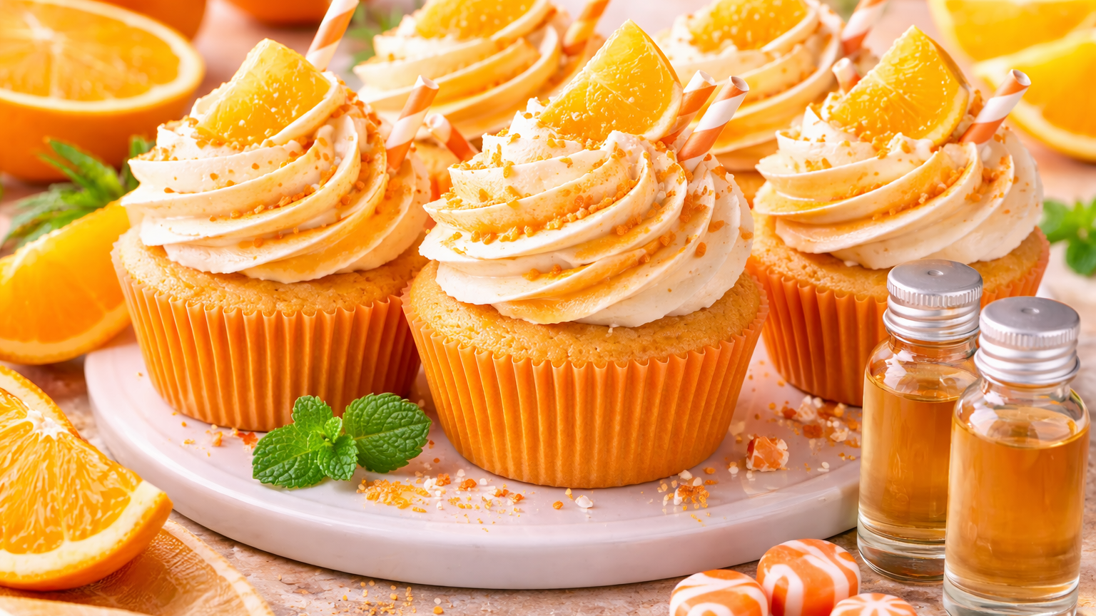 Zesty Oil-Soluble Orange Creamsicle Cupcakes — (Creamsicle Flavoring Extract)