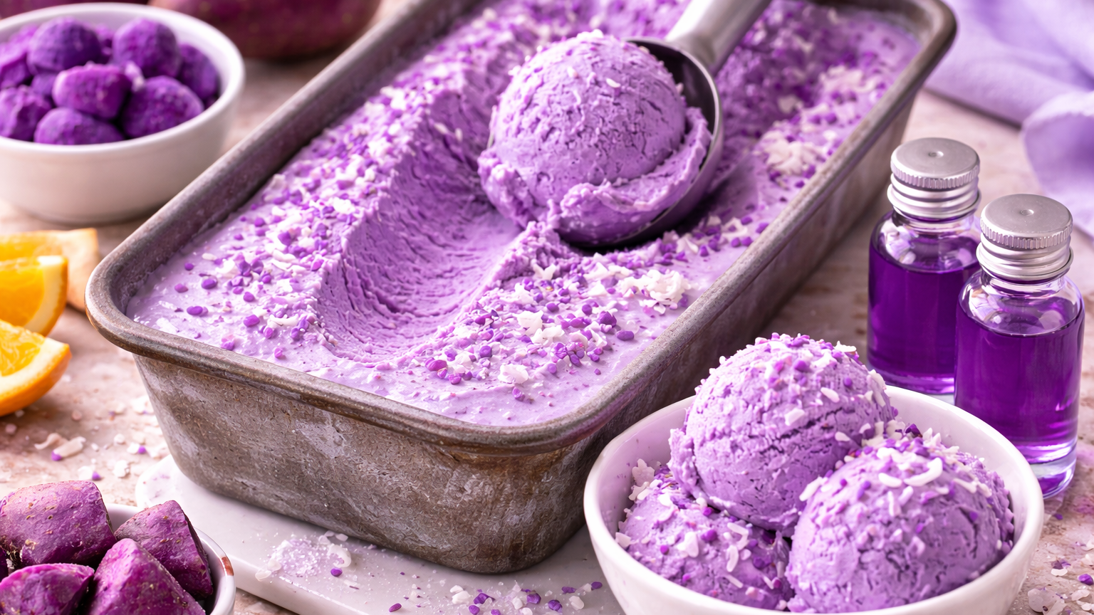 Ultra-Creamy Purple Ube Ice Cream using Purple Ube Extract (Water-Soluble)