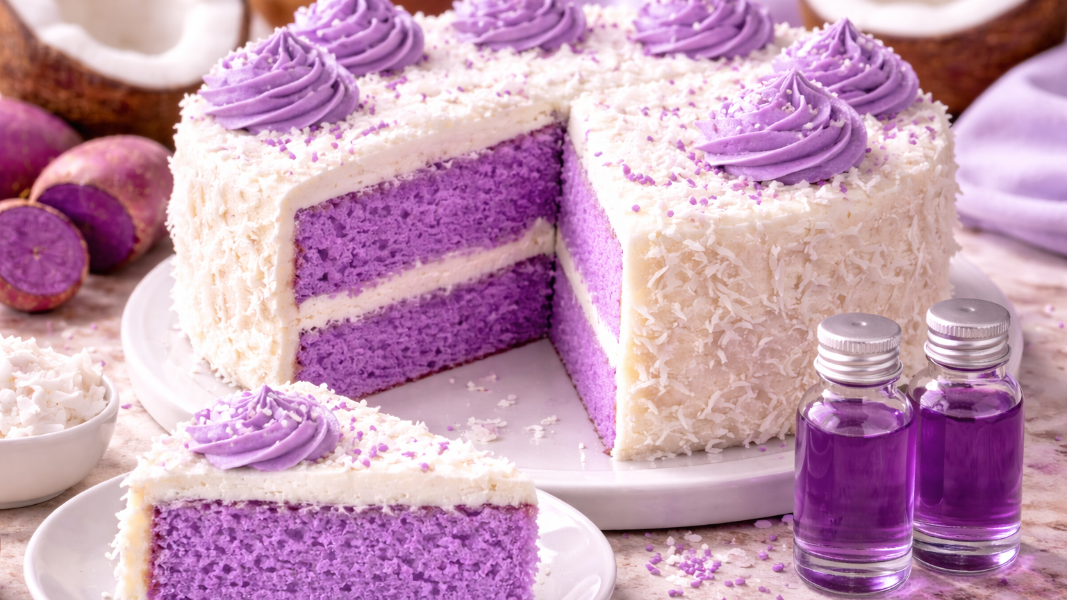 Ube Coconut Chiffon Cake — Easy Recipe with Purple Ube Extract (Water-Soluble)