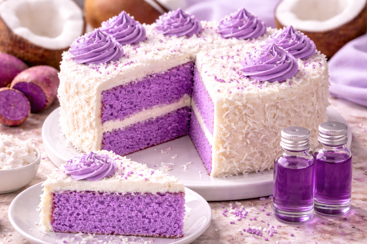 Ube Coconut Chiffon Cake — Easy Recipe with Purple Ube Extract (Water-Soluble)