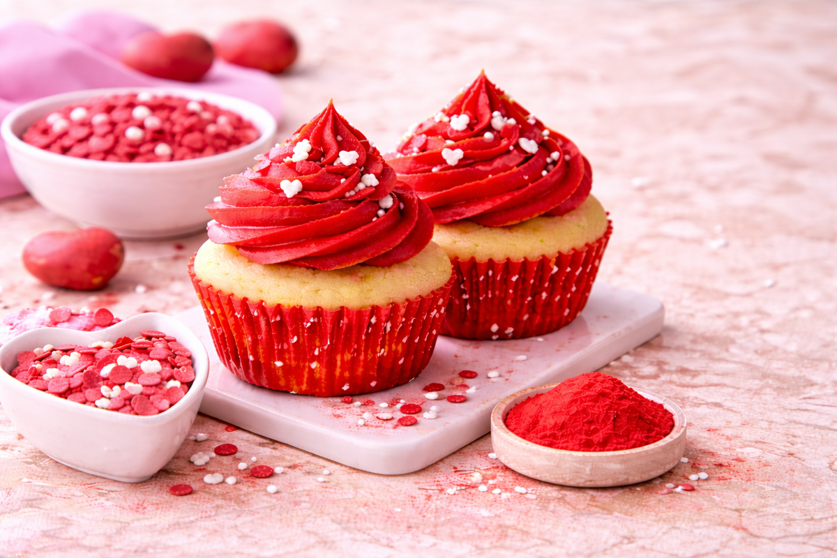 Valentine’s Day Cupcakes with Natural Red Food Coloring