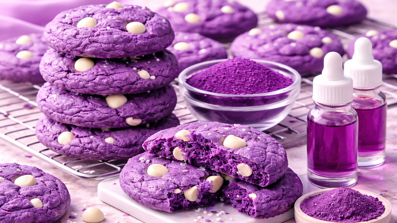 Vibrant Ube Purple Cookies — Made with Natural Purple Food Coloring (Water-Soluble Extract)