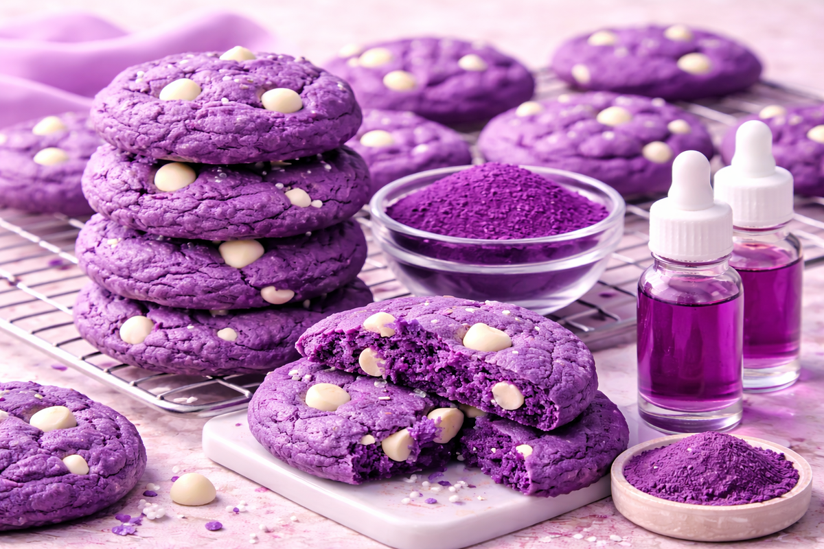 Vibrant Ube Purple Cookies — Made with Natural Purple Food Coloring (Water-Soluble Extract)