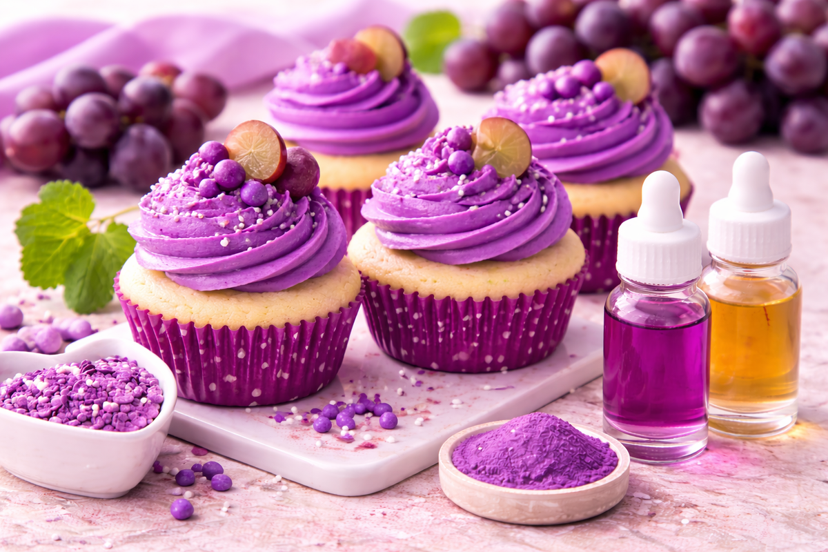Grape Cupcakes Made with Natural Purple Food Coloring