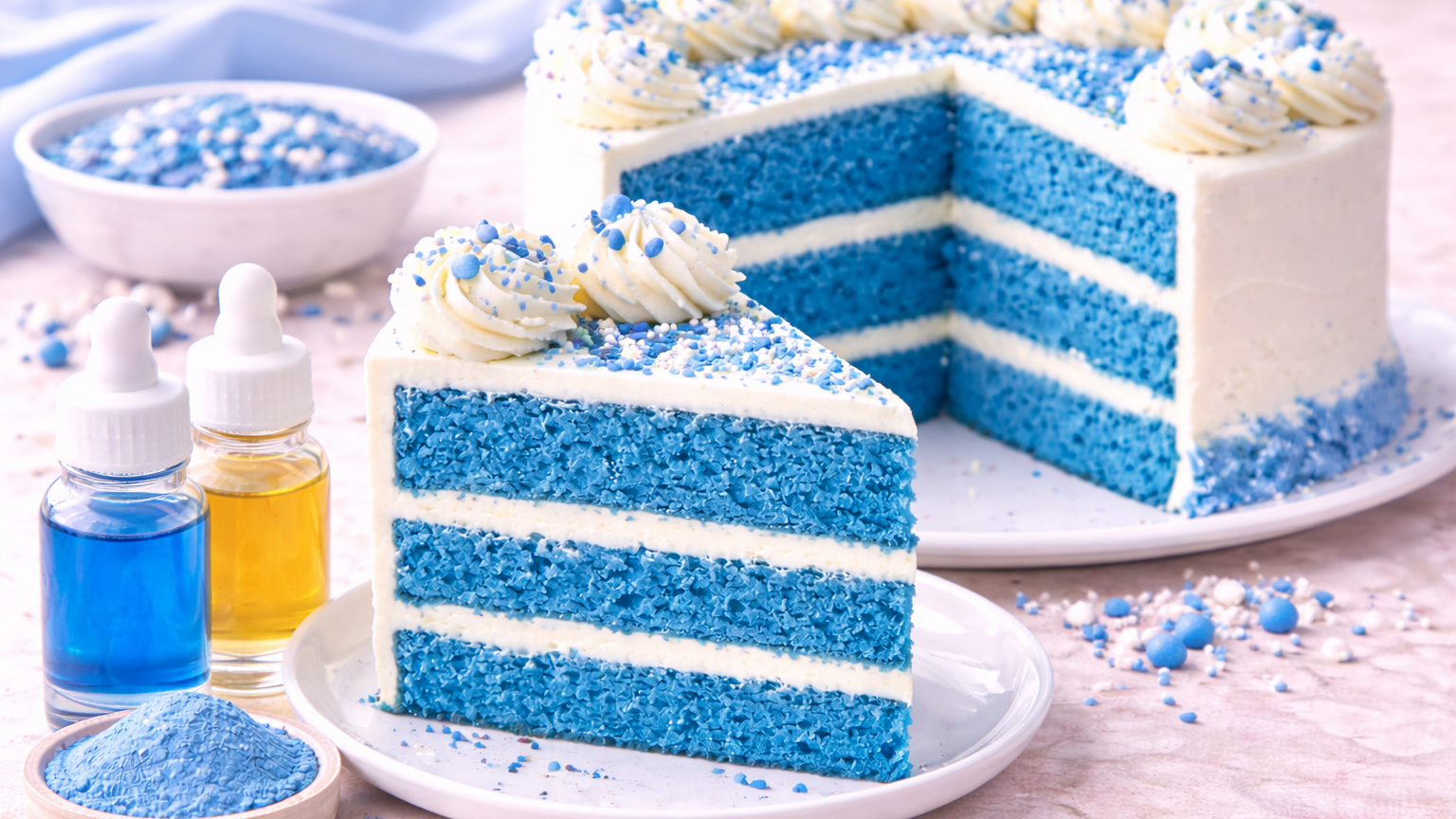 Blue Velvet Layer Cake with Natural Blue Food Color (Water-Soluble Extract)