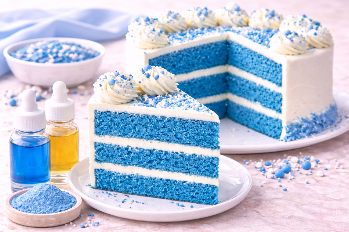 Blue Velvet Layer Cake with Natural Blue Food Color (Water-Soluble Extract)