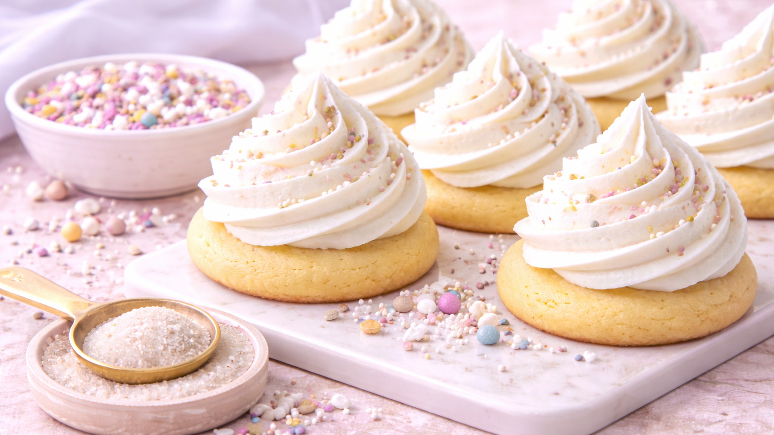 Ultra-White Buttercream Frosted Sugar Cookies