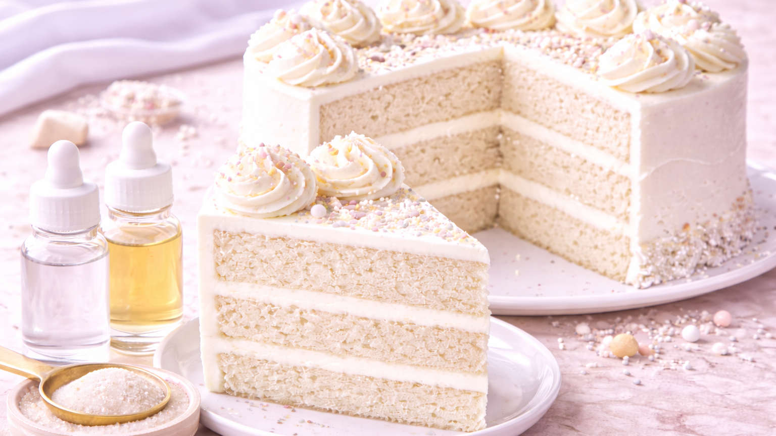 Ultra-White Velvet Layer Cake — Recipe (uses Natural White Food Color — Water-Soluble Extract)