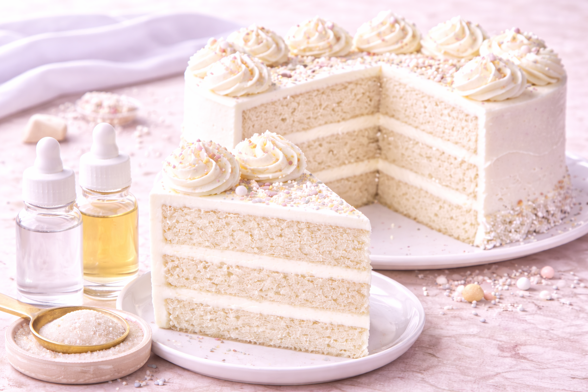Ultra-White Velvet Layer Cake — Recipe (uses Natural White Food Color — Water-Soluble Extract)