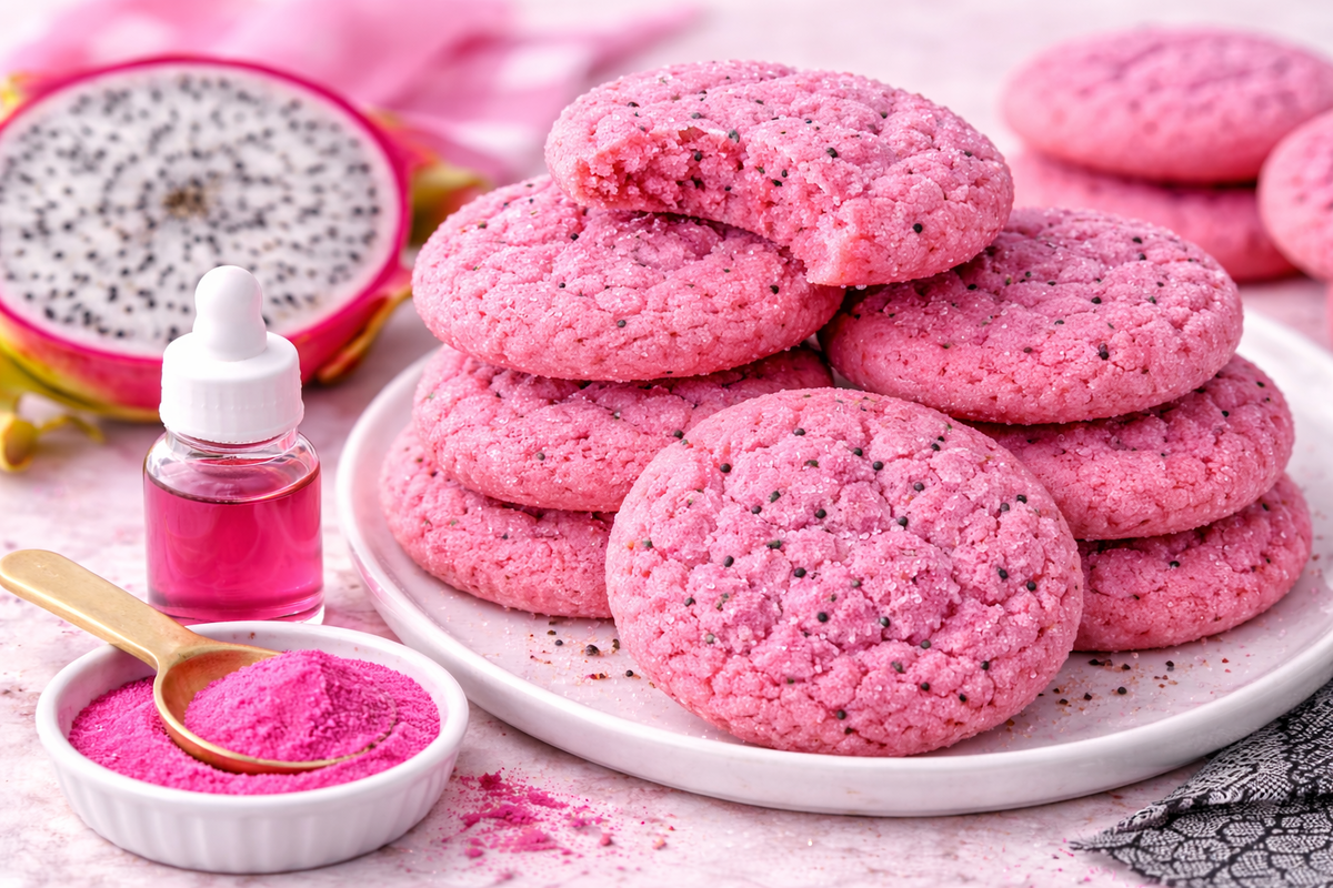 Pink Dragonfruit Chewy Sugar Cookies — Natural Pink Food Color (Water-Soluble Extract)