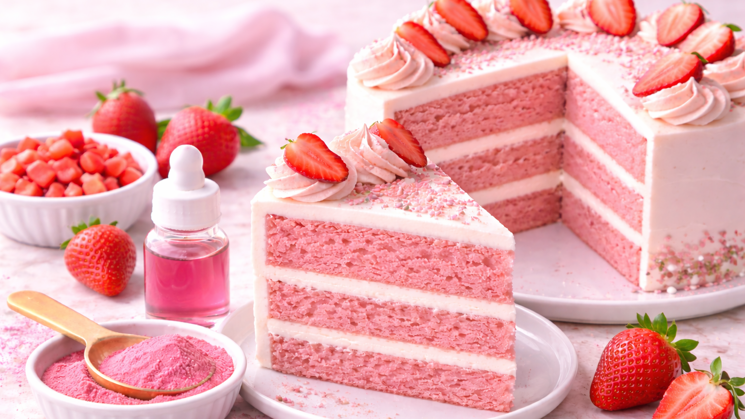 How to Bake Strawberry Cake with Natural Pink Food Dye