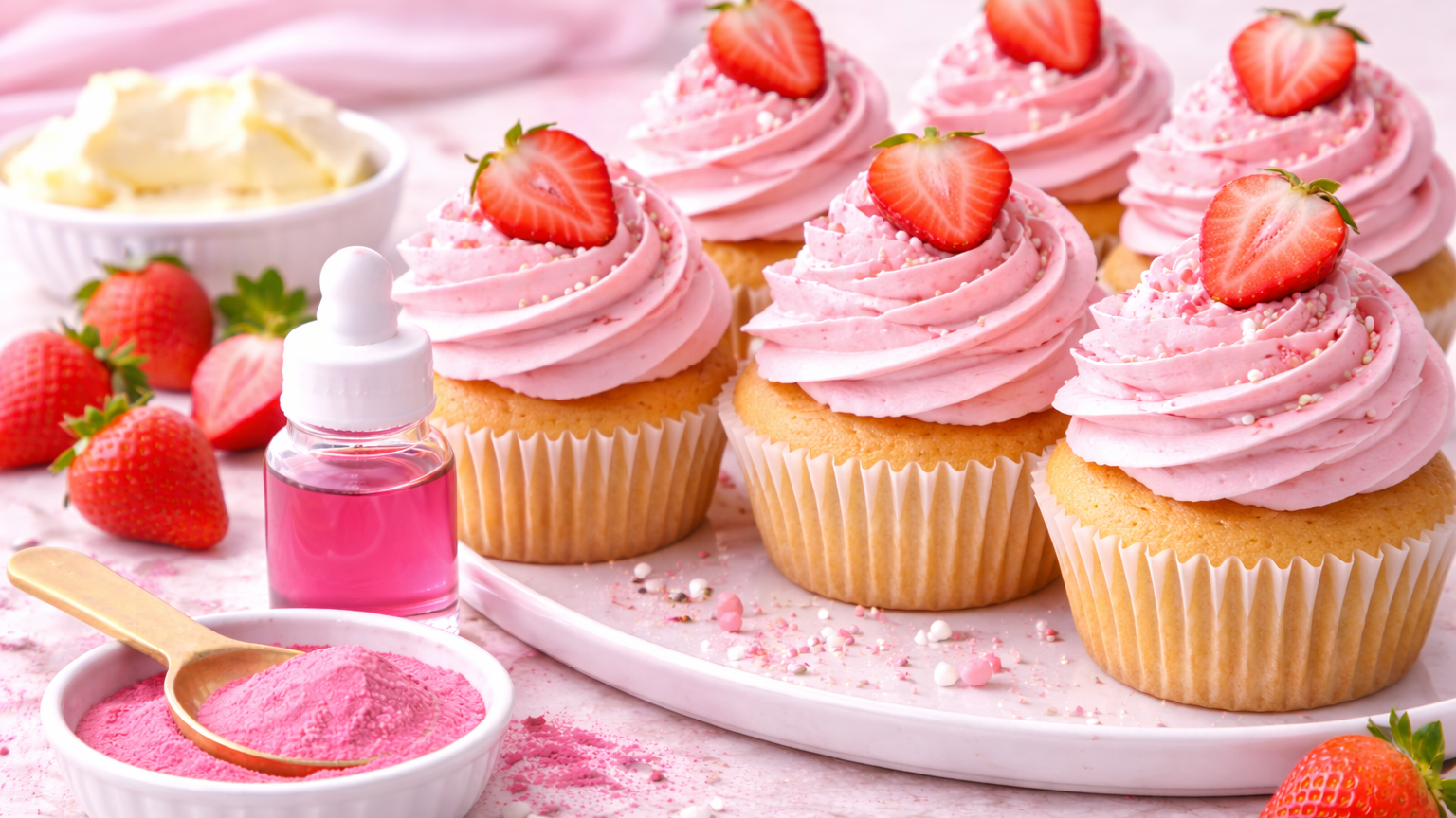 Pink Cupcake Frosting with Natural Food Coloring