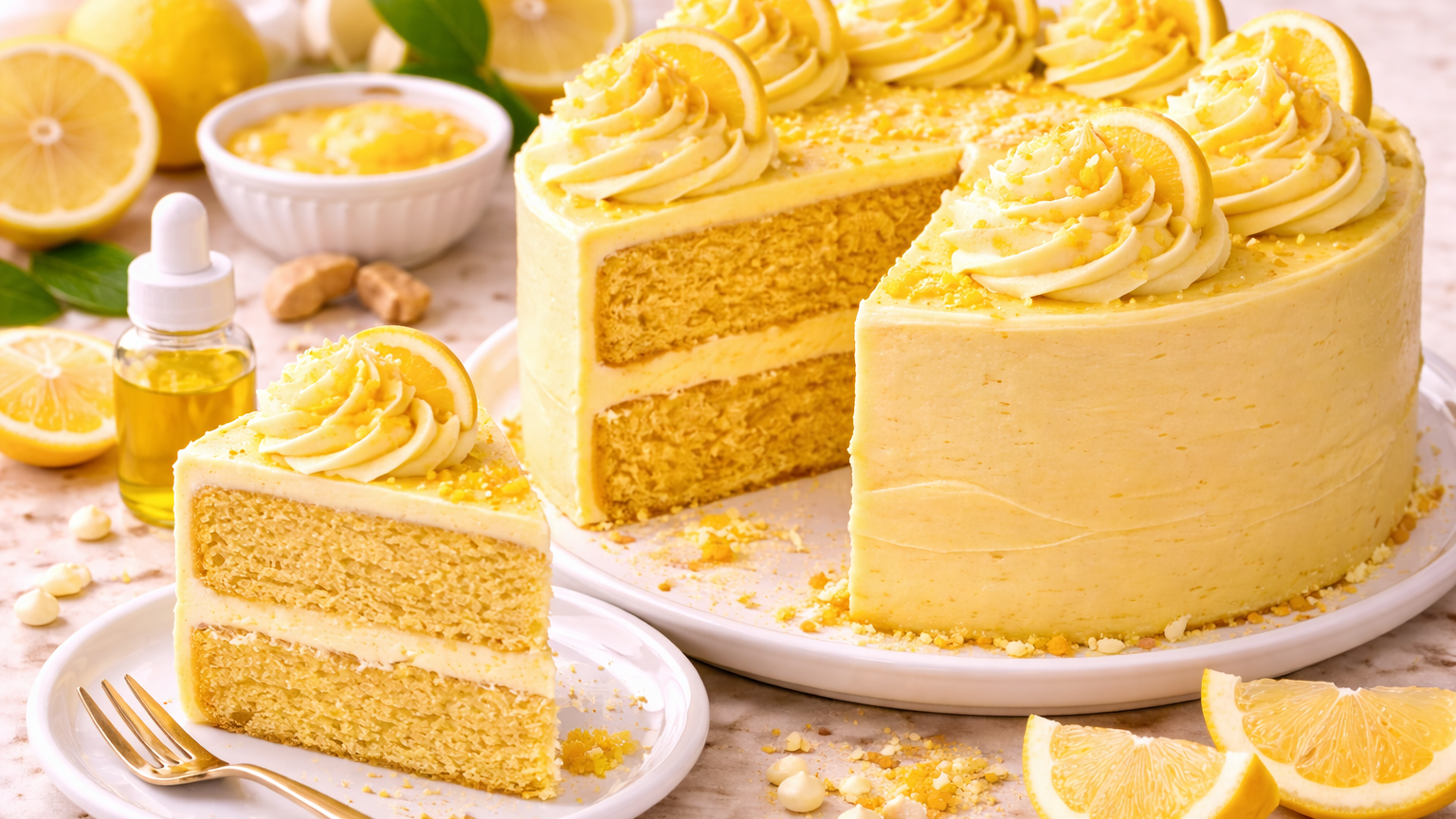 Sunshine Lemon Layer Cake — Naturally Yellow (uses Natural Yellow Food Color — Water-Soluble)