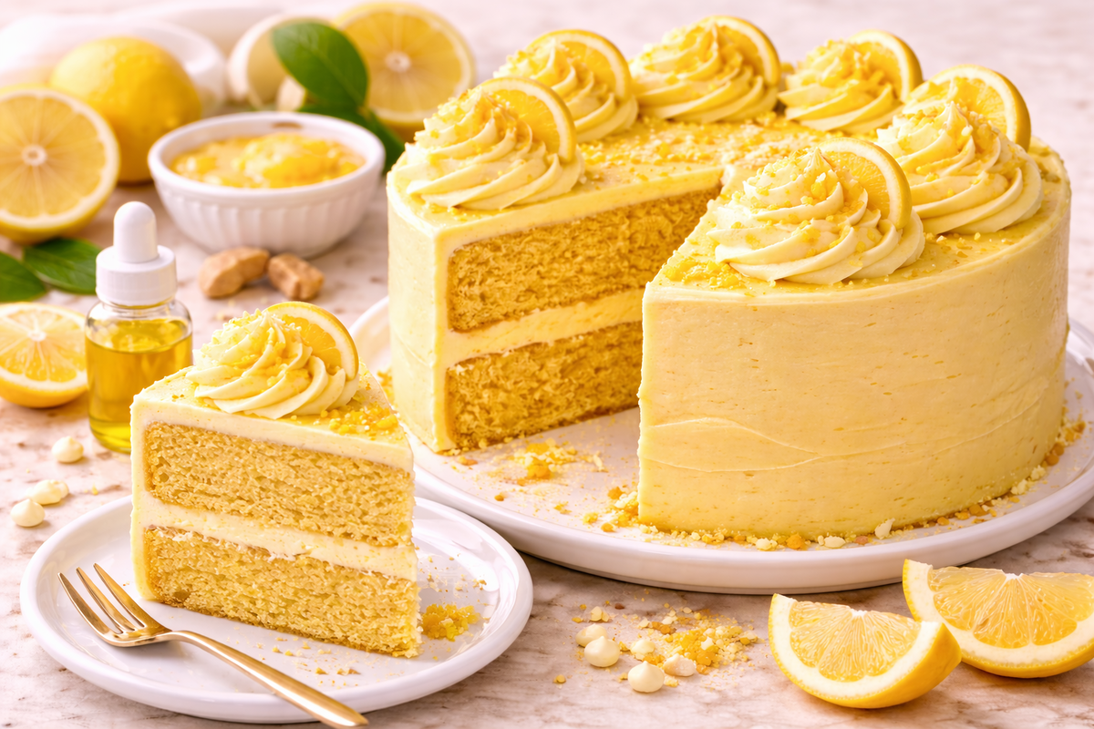Sunshine Lemon Layer Cake — Naturally Yellow (uses Natural Yellow Food Color — Water-Soluble)
