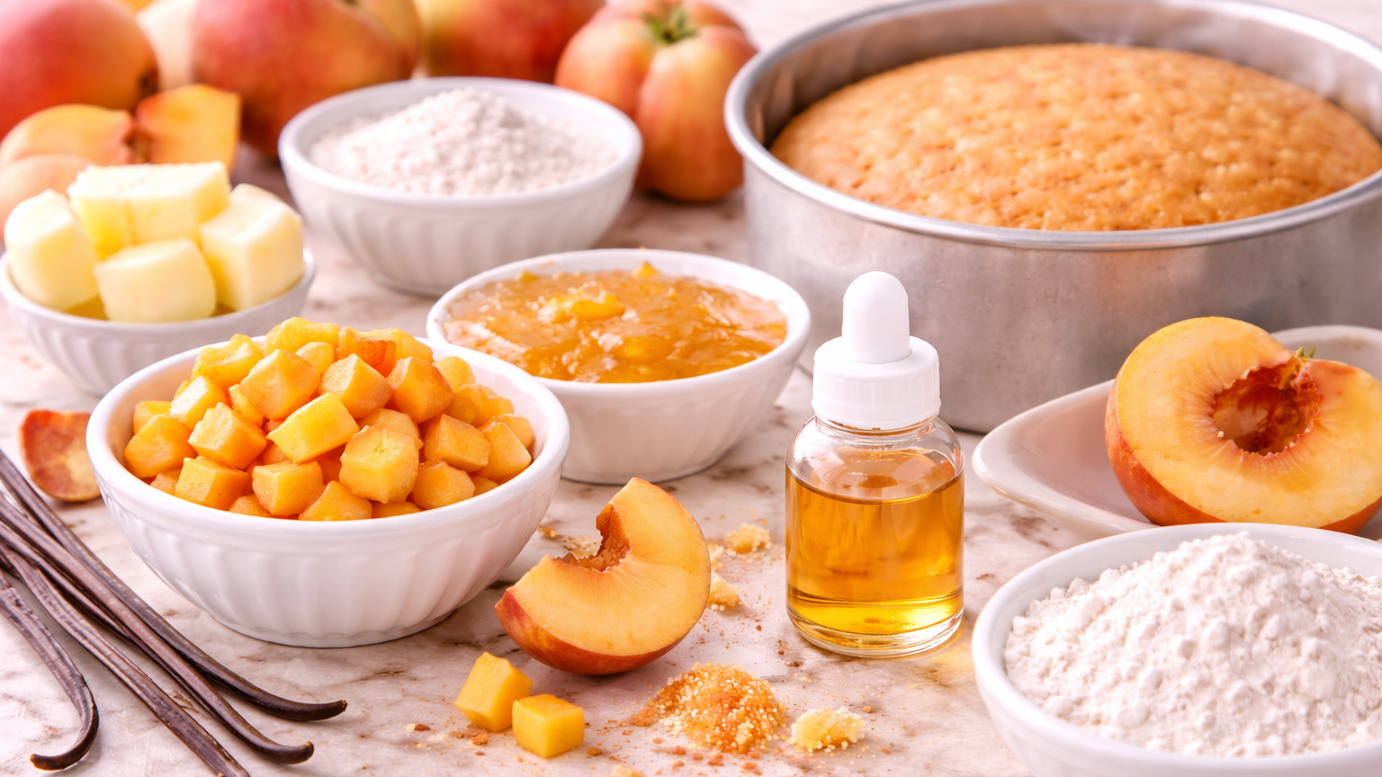 How to Bake Peach Cake with Oil Soluble Extract