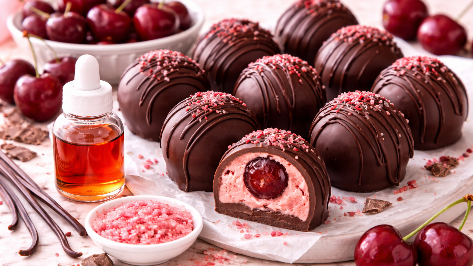 Cherry Chocolate Truffles with Oil Soluble Flavor
