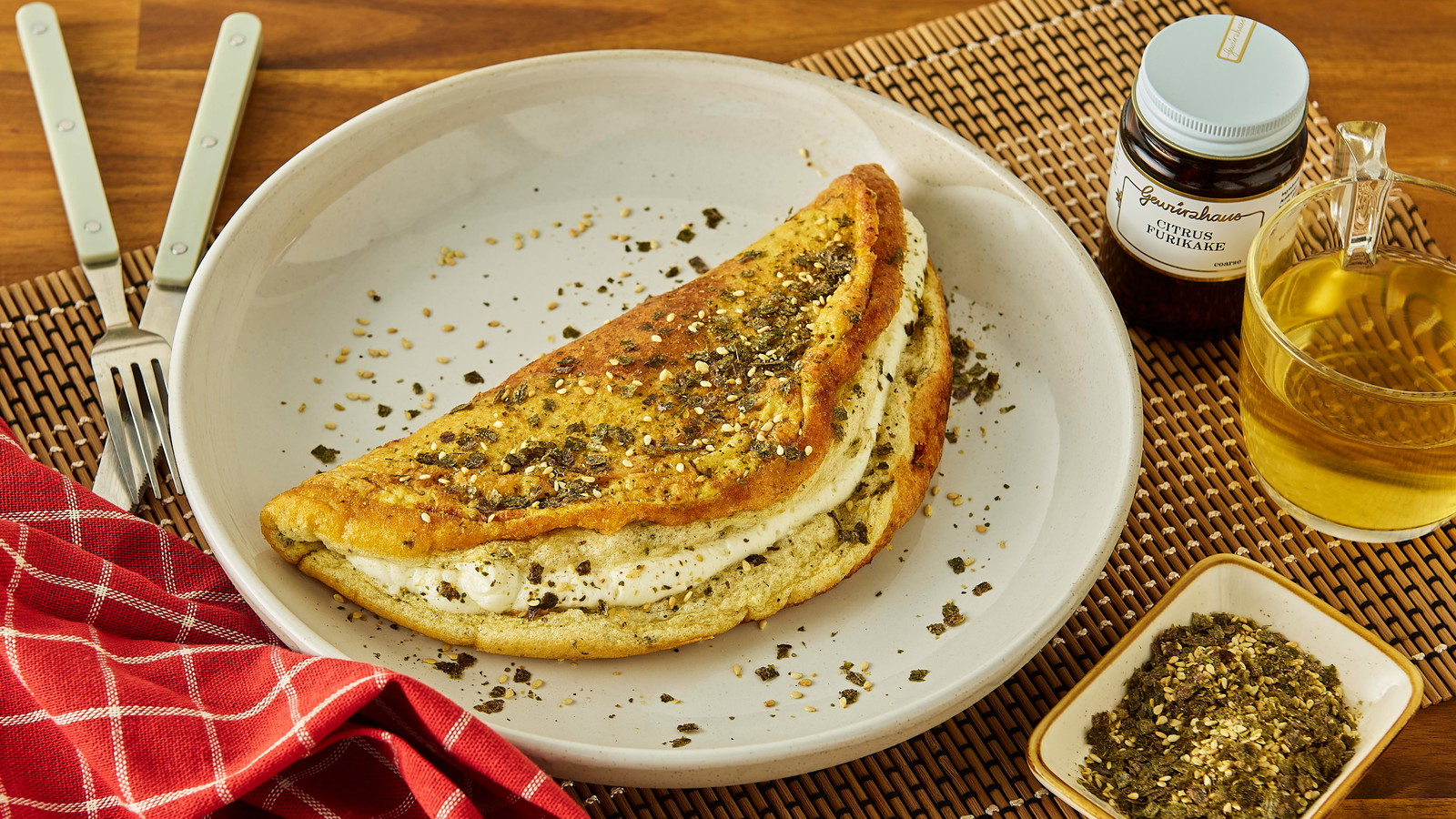 Image of Soufflé Omelette with Goats Cheese & Citrus Furikake