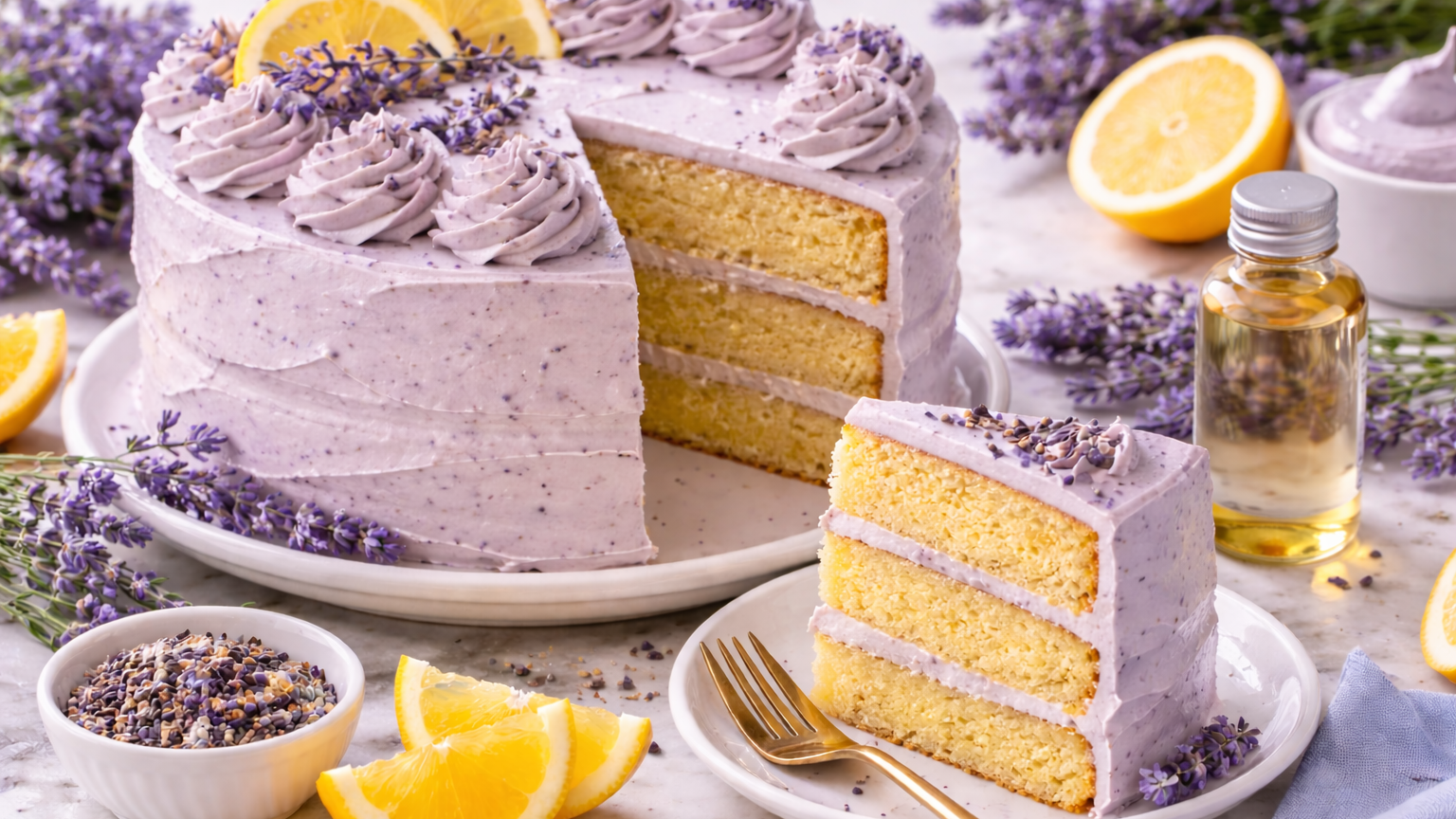 Ultimate Lemon Lavender Layer Cake with Lavender Flavor Extract