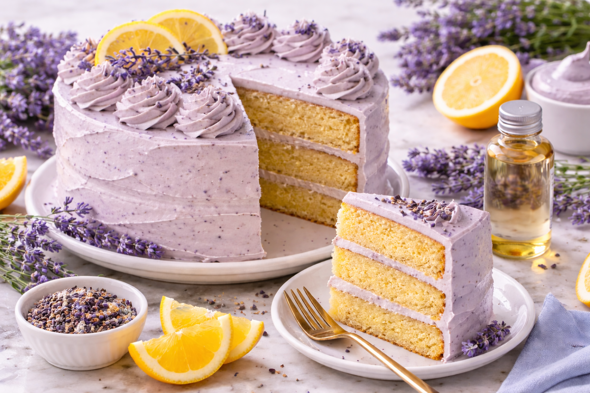 Ultimate Lemon Lavender Layer Cake with Lavender Flavor Extract