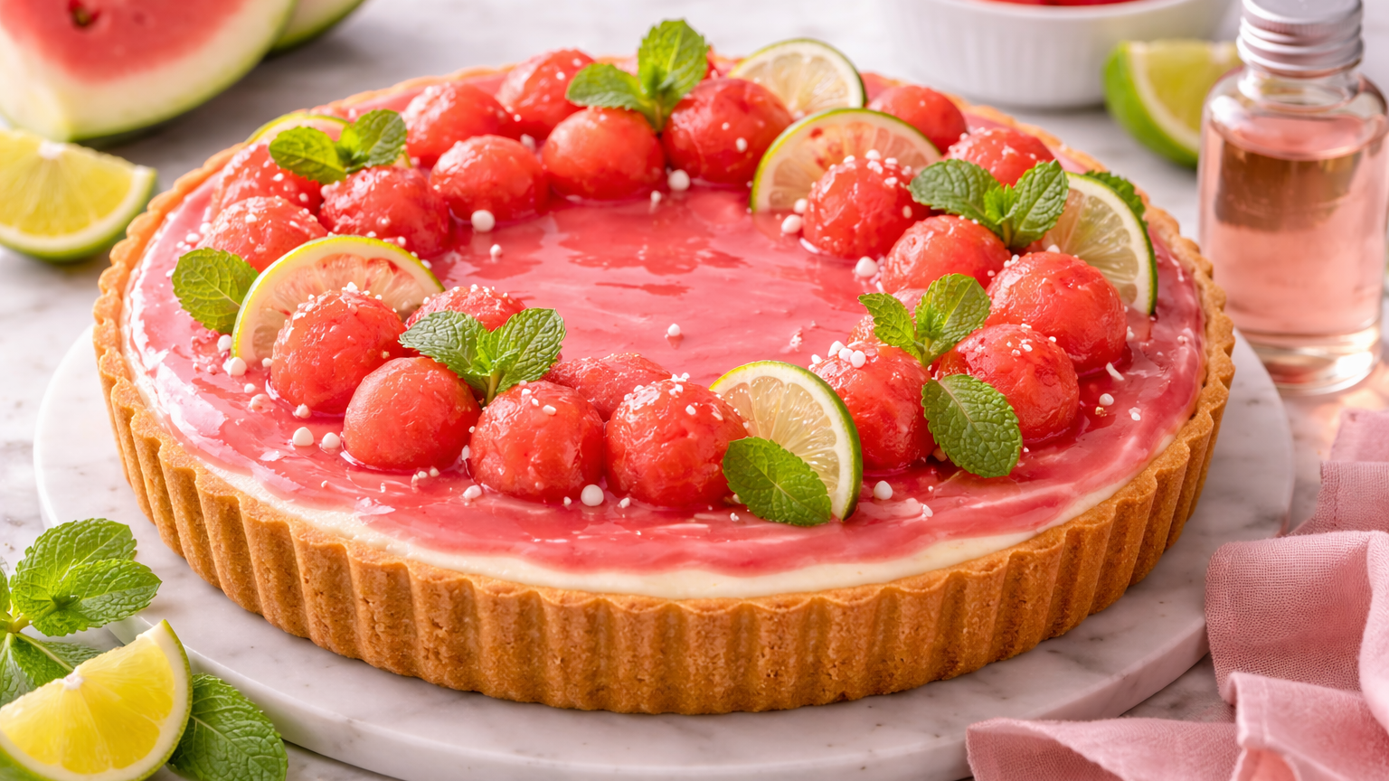Ultimate Watermelon Extract Cheesecake Glaze Tart