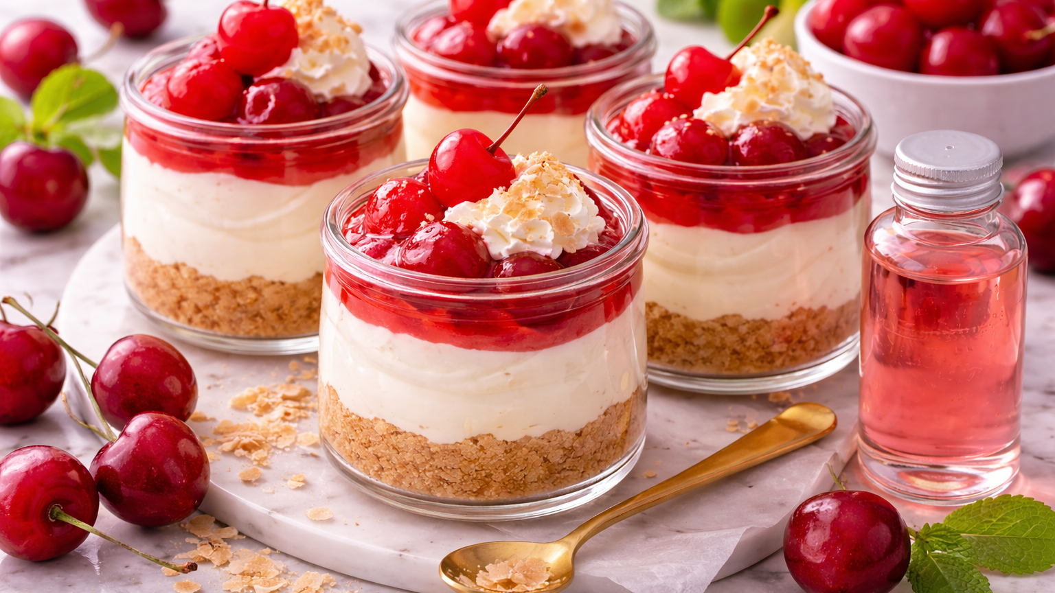 Cherry Bomb Extract No‑Bake Cherry Cheesecake Cups Recipe