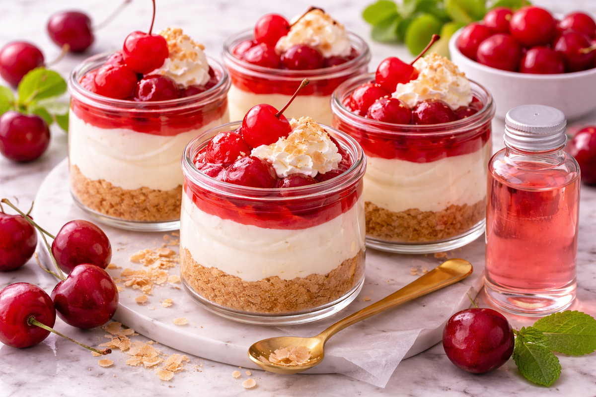 Cherry Bomb Extract No‑Bake Cherry Cheesecake Cups Recipe