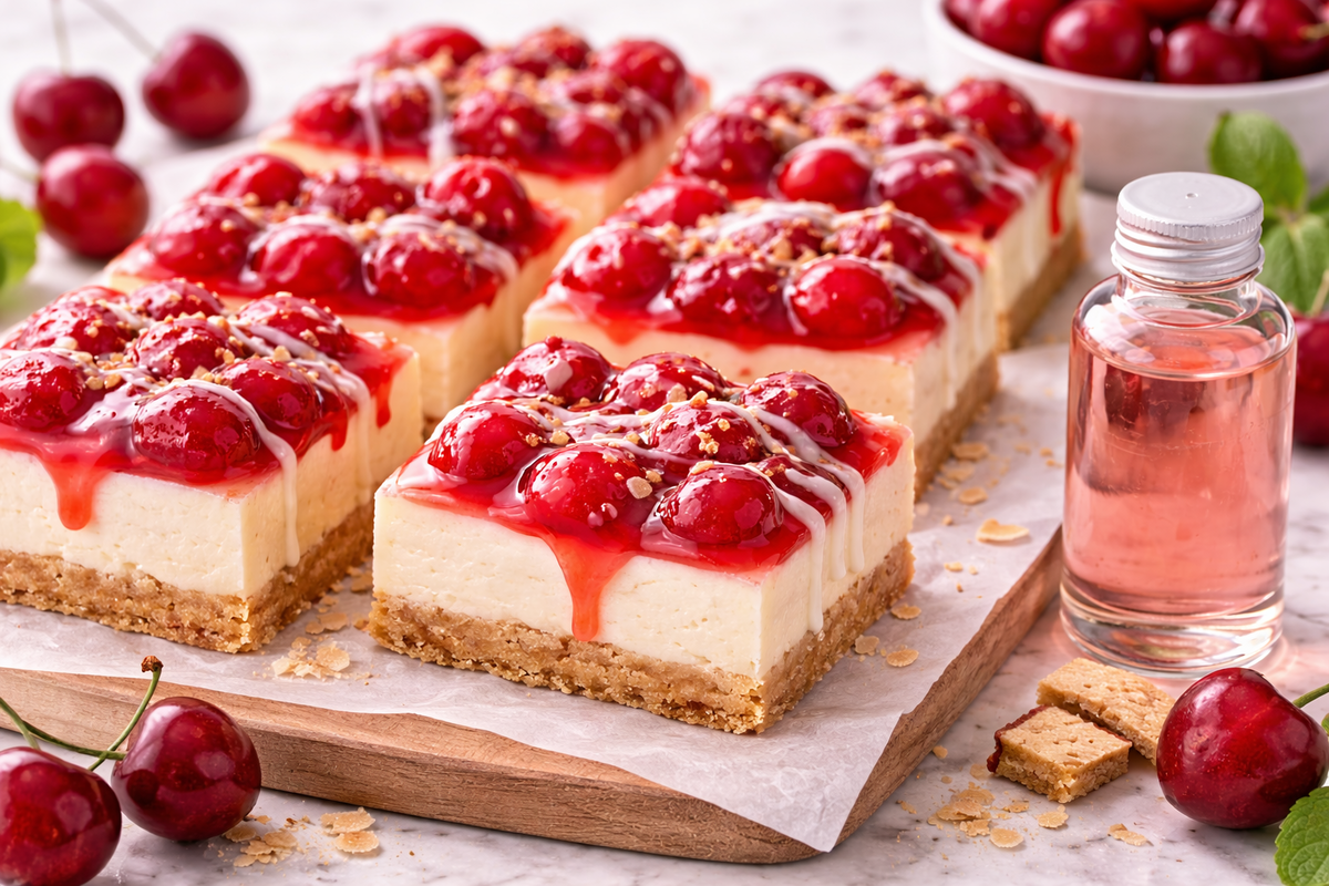 Cherry Bomb Extract Glazed Cherry Cheesecake Bars