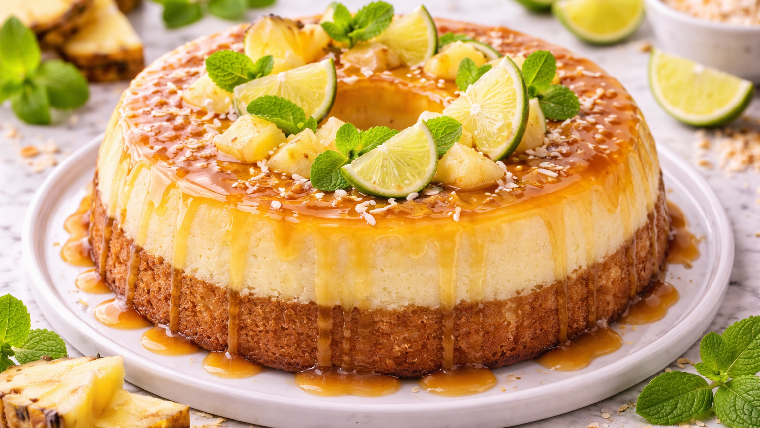 Piña Limón Pineapple-Lime Impossible Cake (Tropical Flan Cake)