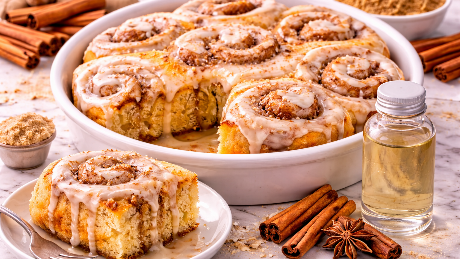 Ultimate Cinnamon Extract‑Infused Cinnamon Roll Cake – Warm, Moist & Heavenly
